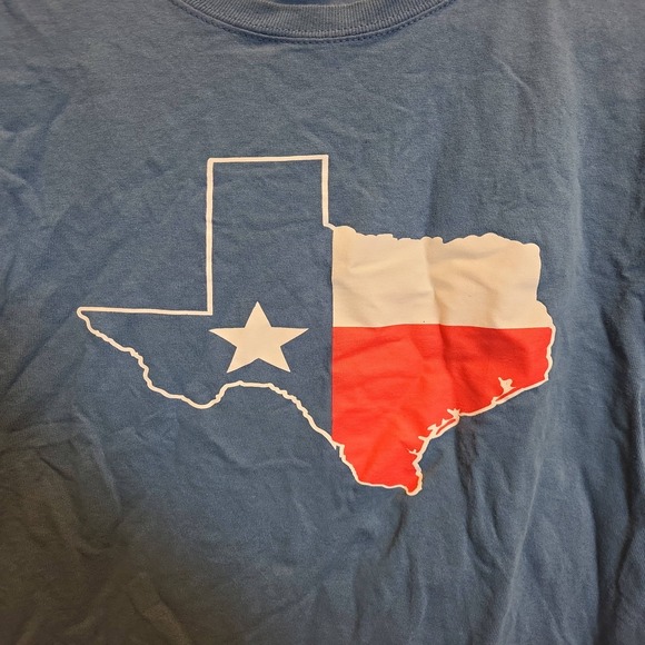 Hanes T-Shirt Medium Texas Flag Graphic Tee Mens Womens Blue State Pride Shirt - Picture 4 of 4